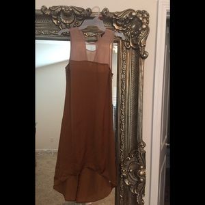 Tan & Deep Gold Dress w/ back split